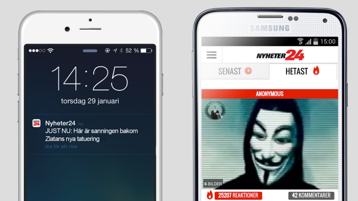 Nyheter24:s app fungerar i båda. 